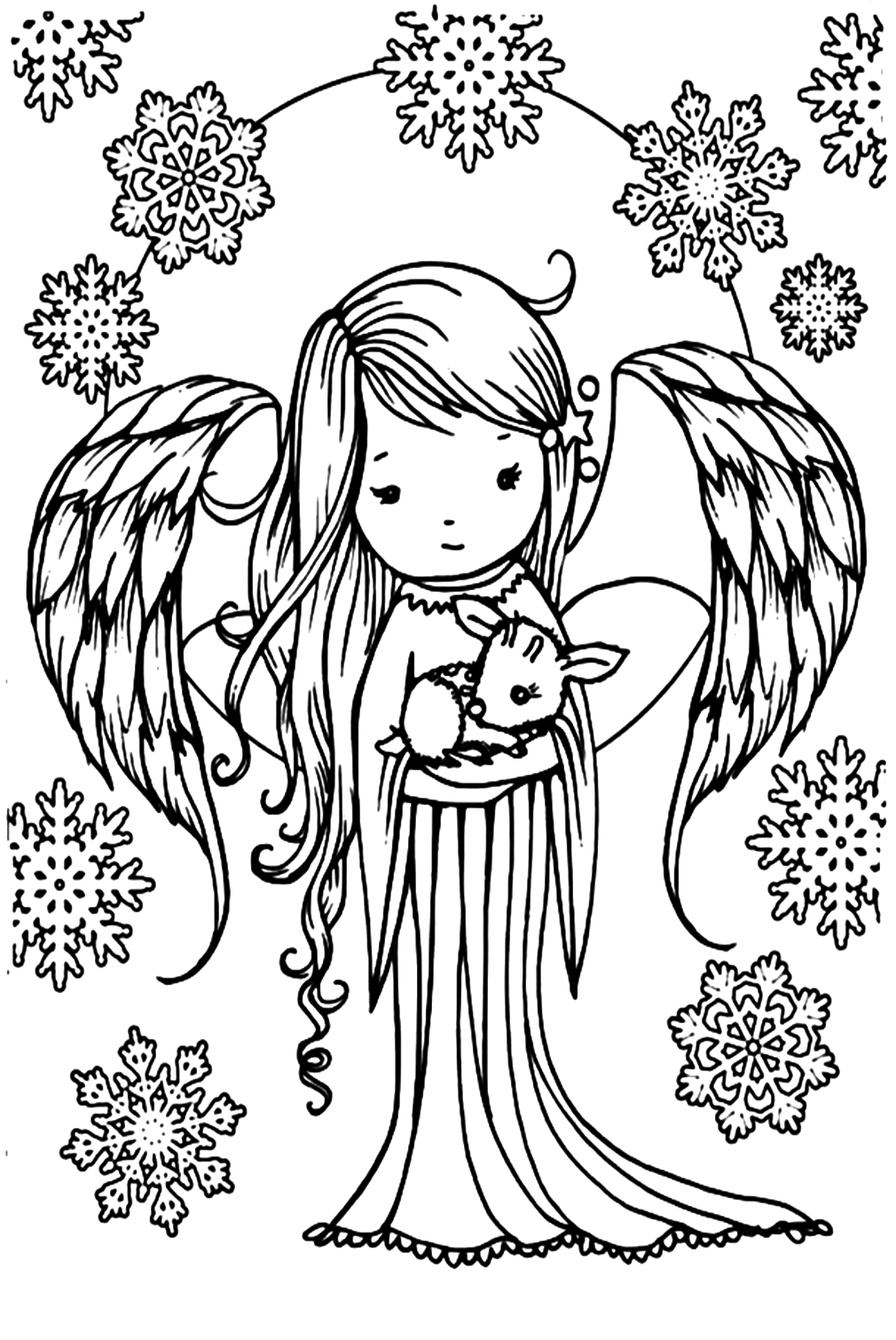 Baby Angel And Pet Coloring Pages