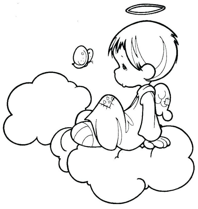 Baby Angel On Cloud Coloring Pages