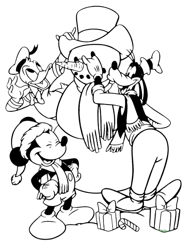 Goofy Make Snow Man Coloring Pages