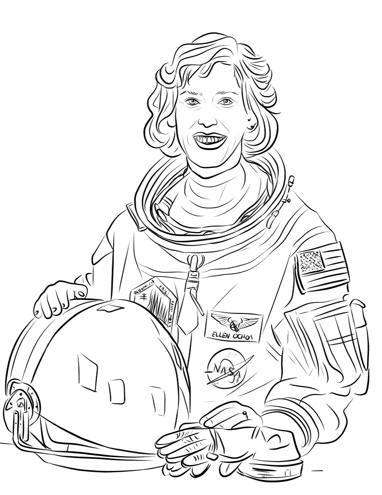 Ellen Ochoa Astronaut Coloring Page