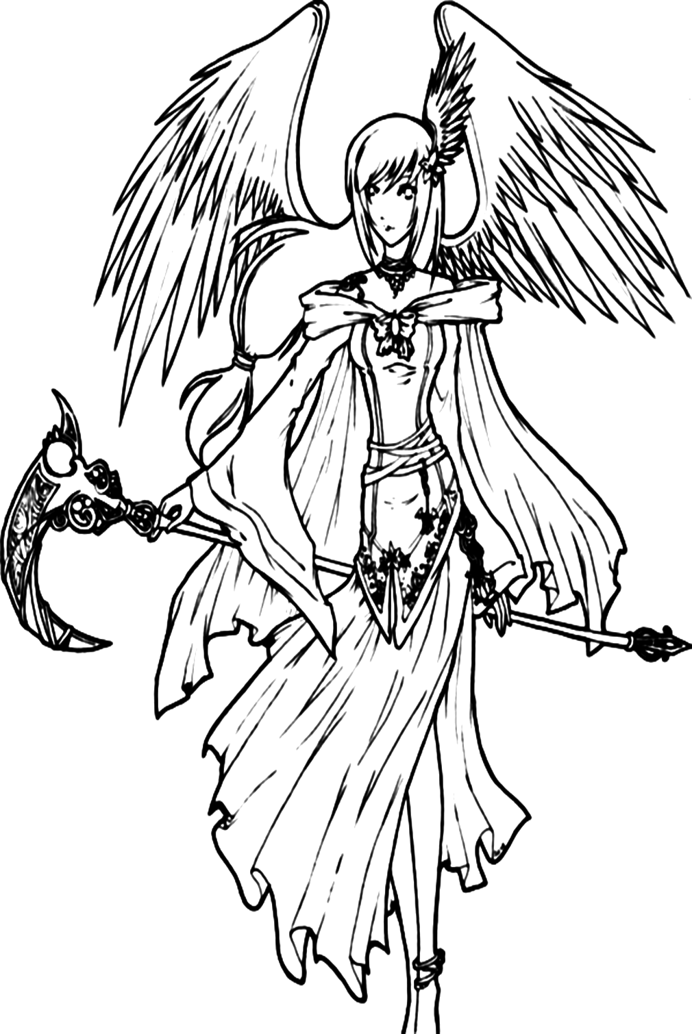 Fantasy Angel Coloring Page