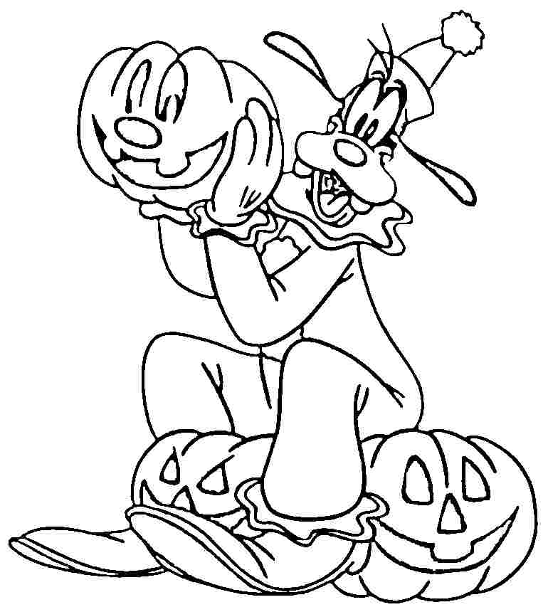 Goofy Y Calabaza De Halloween Para Colorear