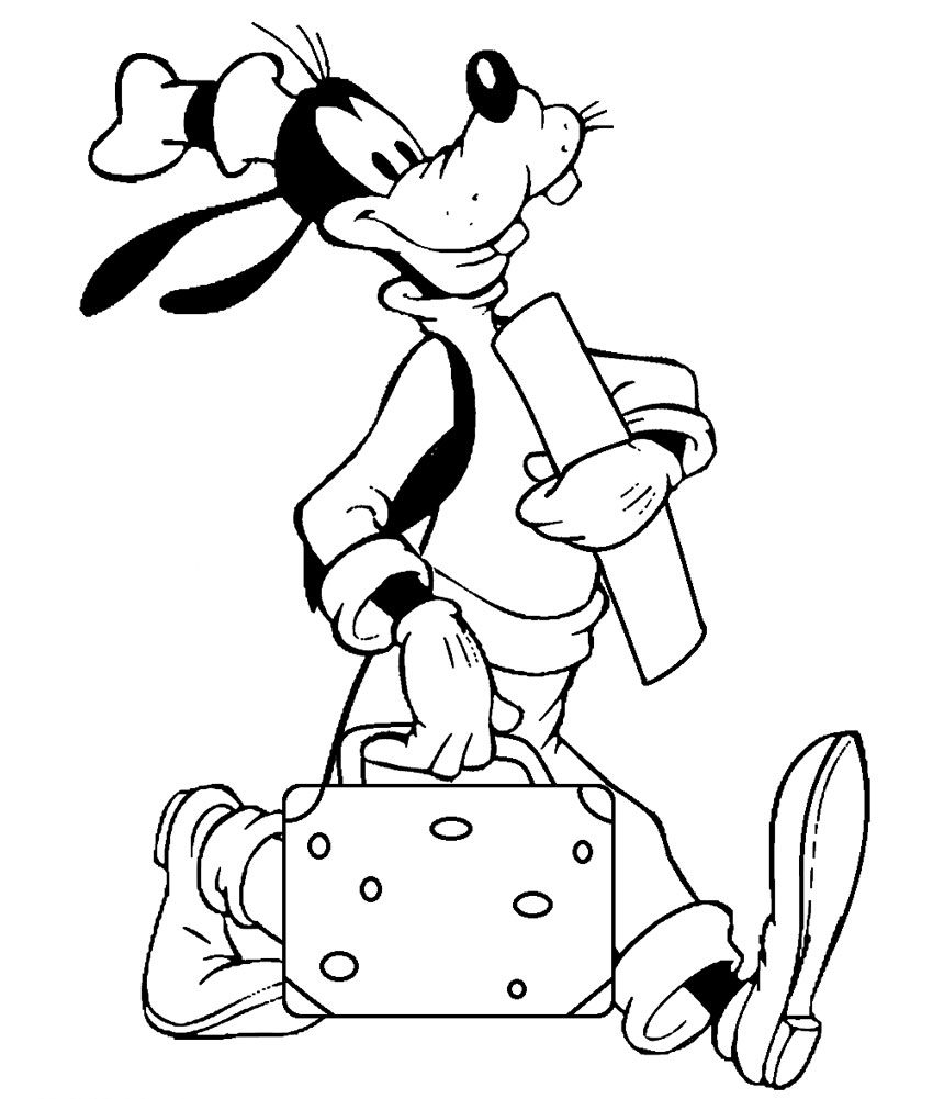 Goofy Go Working Coloring Page