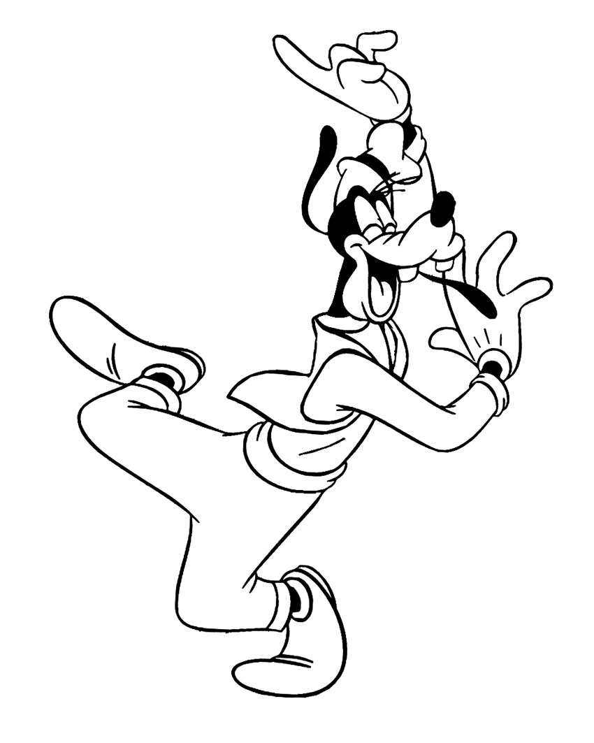 Goofy Dancing Coloring Page