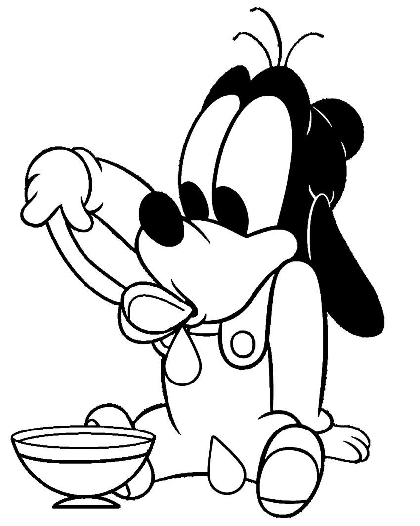 Baby Goofy Eating Coloring Page