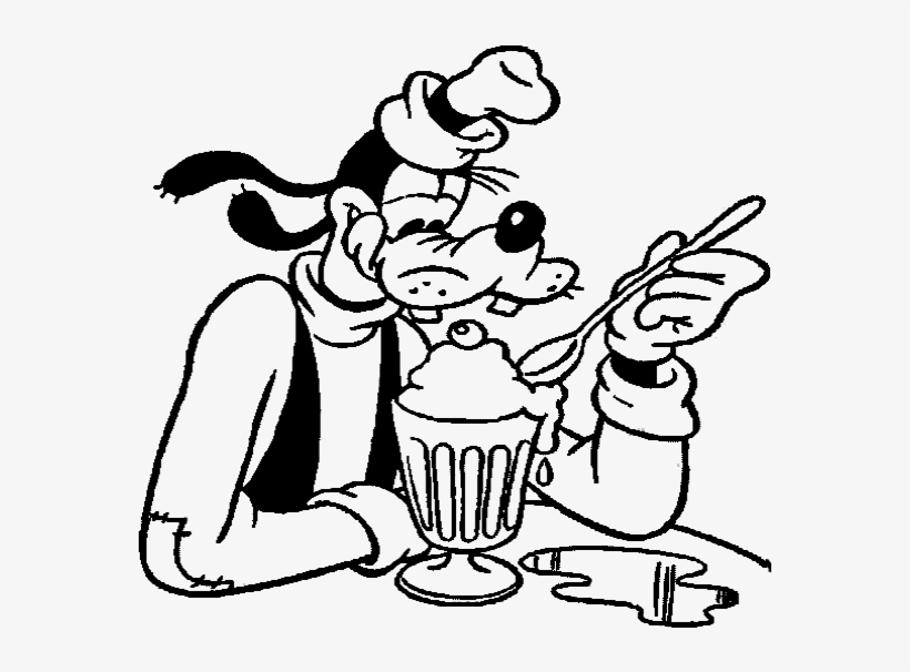 Goofy Eating Ice Cream Coloring Page