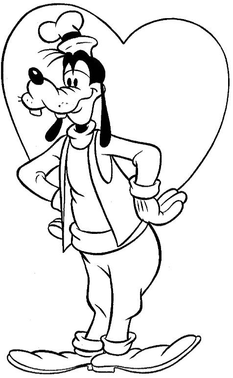 Goofy With Heart Coloring Page