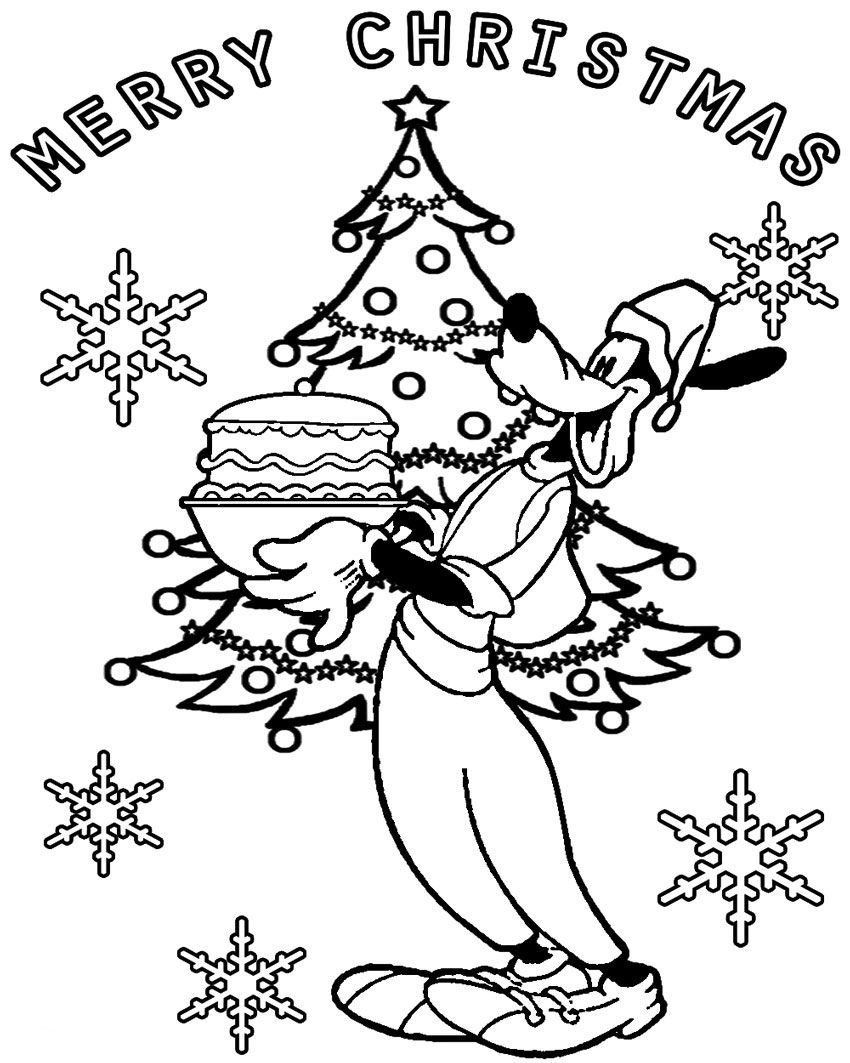 Goofy Merry Christmas Coloring Page