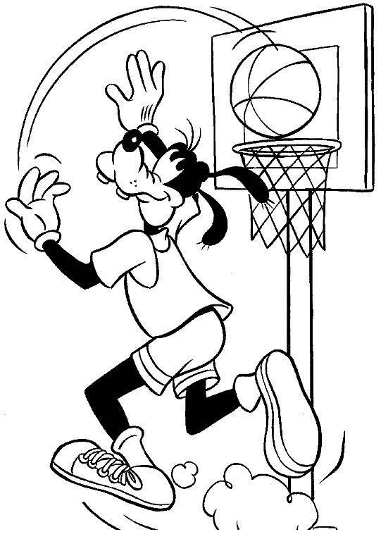 Goofy Play Basketball Coloring Pages