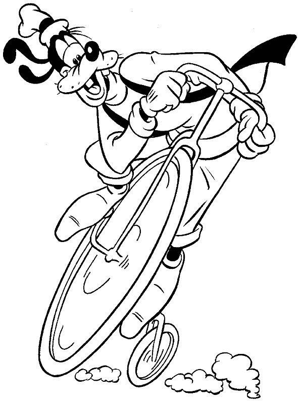 Goofy Riding Bicycle Coloring Page