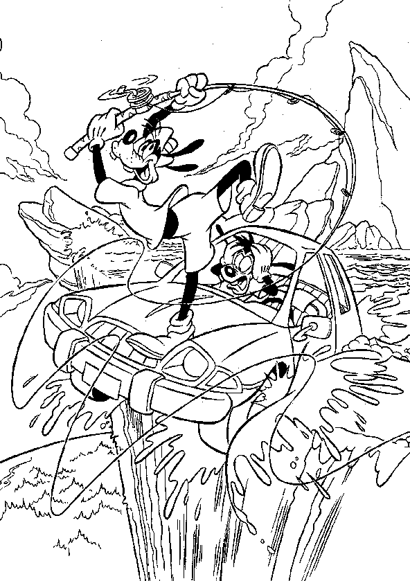 Goofy On The Sea Coloring Page