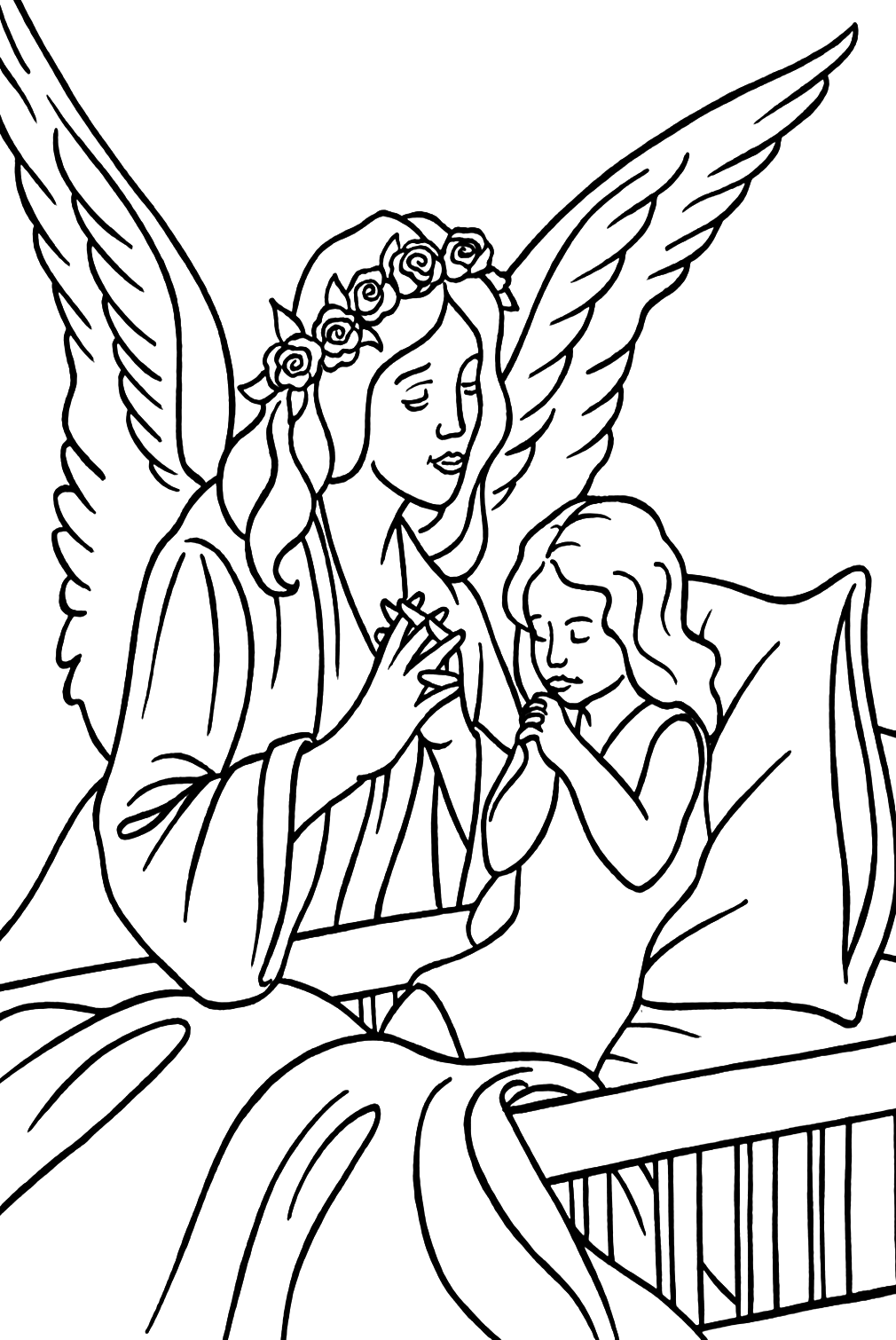 Guardian Angel Child Praying Coloring Pages