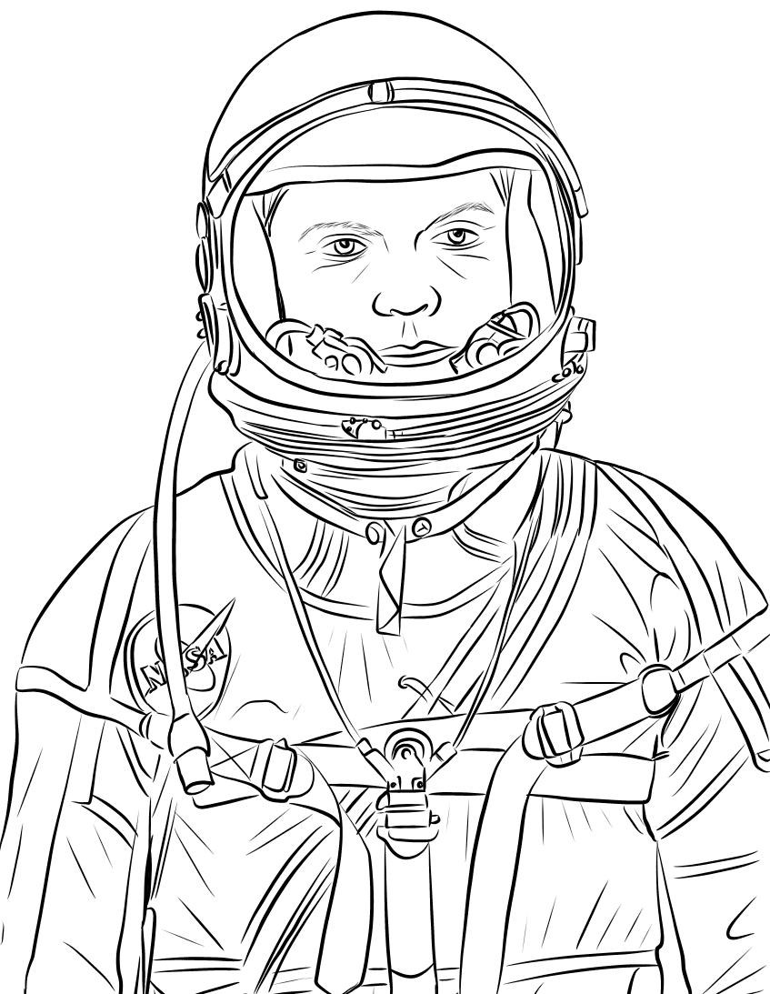 John Glenn Astronaut Kleurplaat