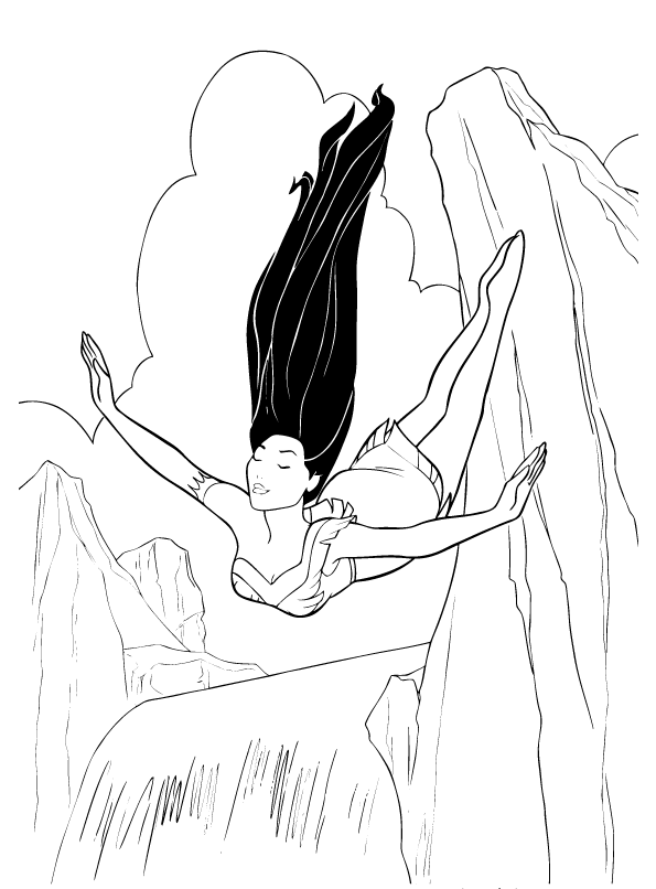Pocahontas Flying Coloring Page