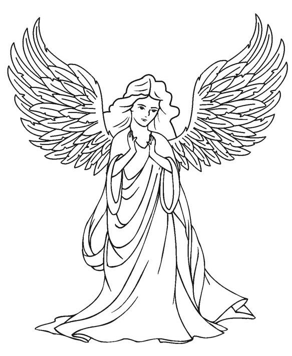 Desenho de anjo bonito para colorir