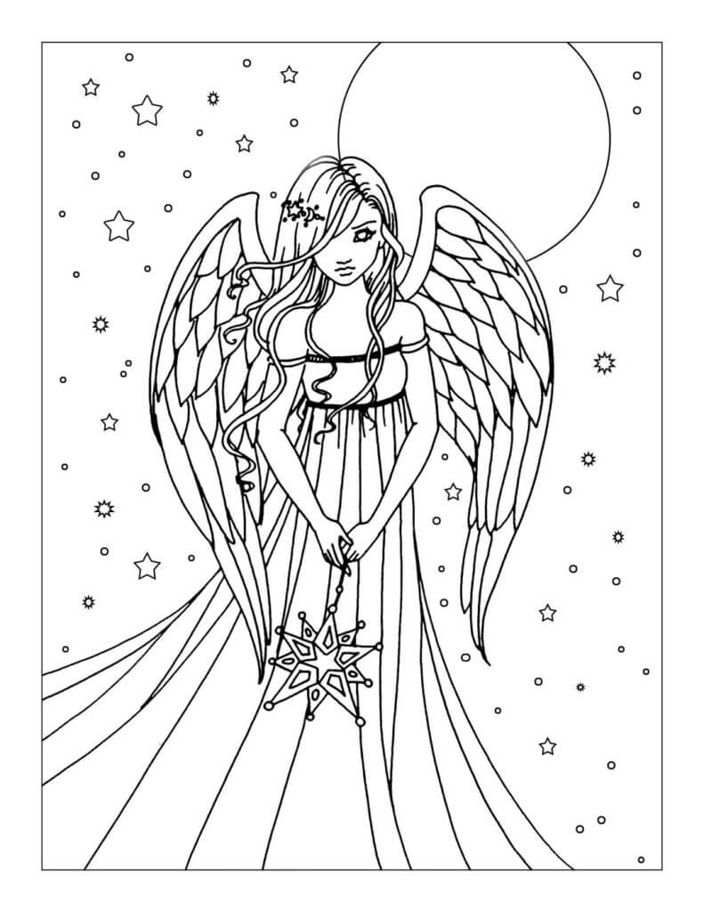 Desenho de anjo bonito para colorir