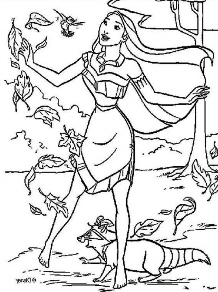Simple Pocahontas For Children Coloring Pages