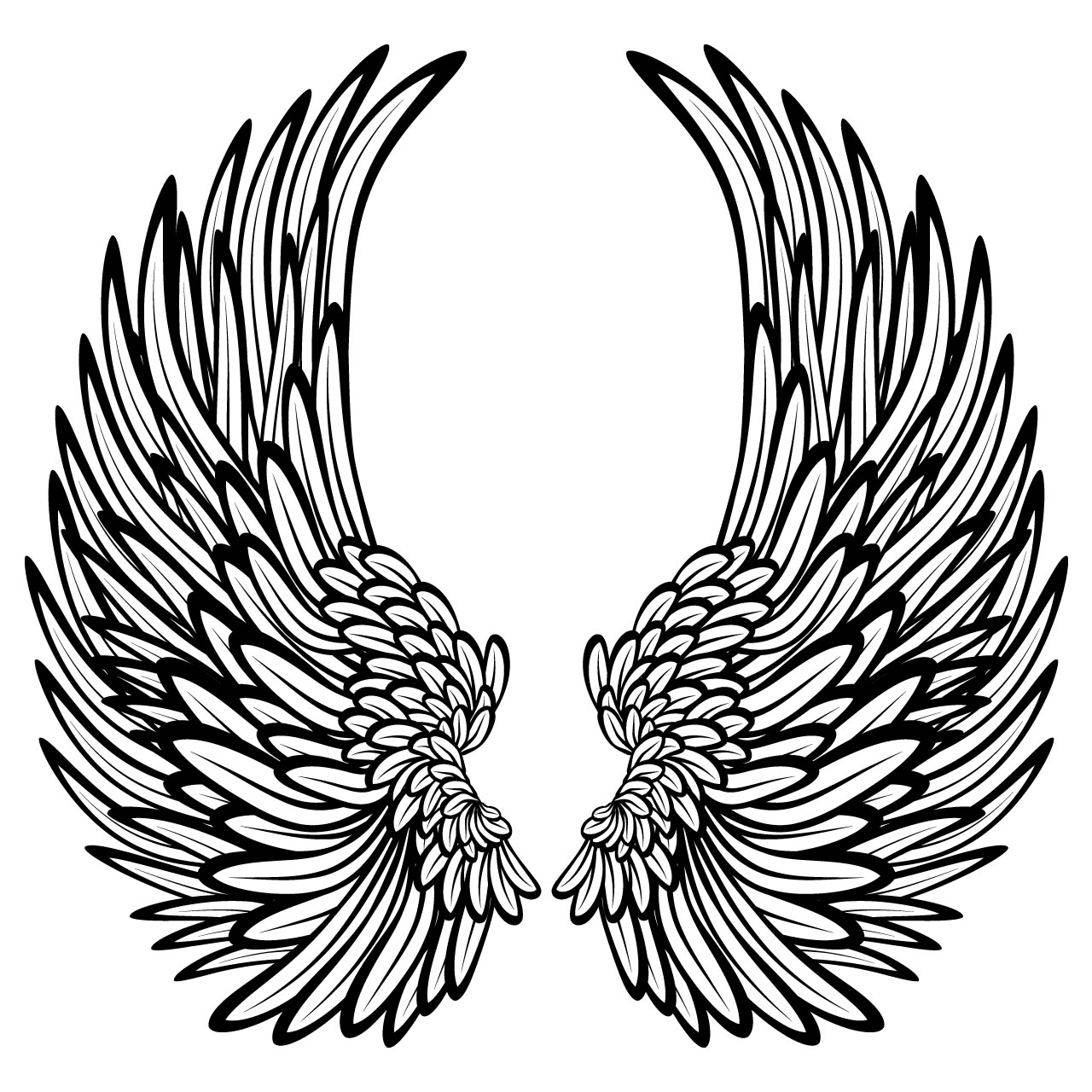 Desenho para colorir de anjo de asas