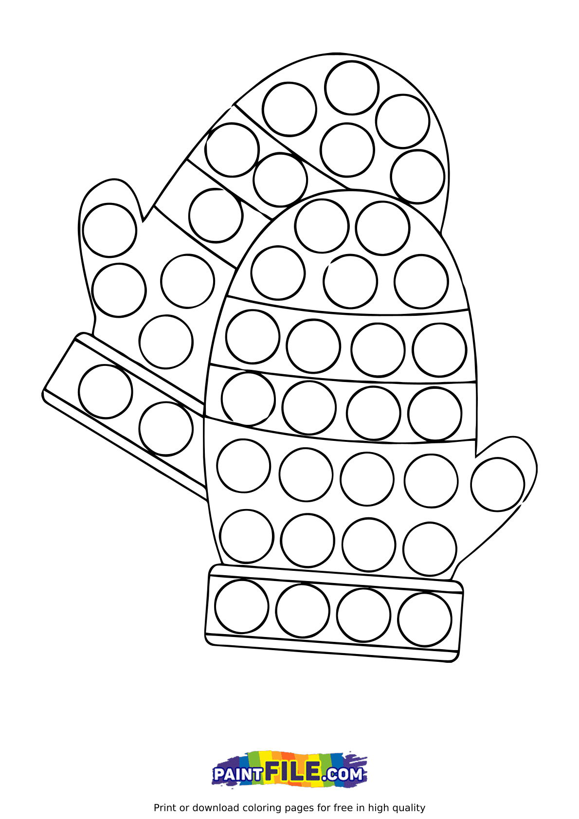 Winter Mittens Pop it Coloring Page