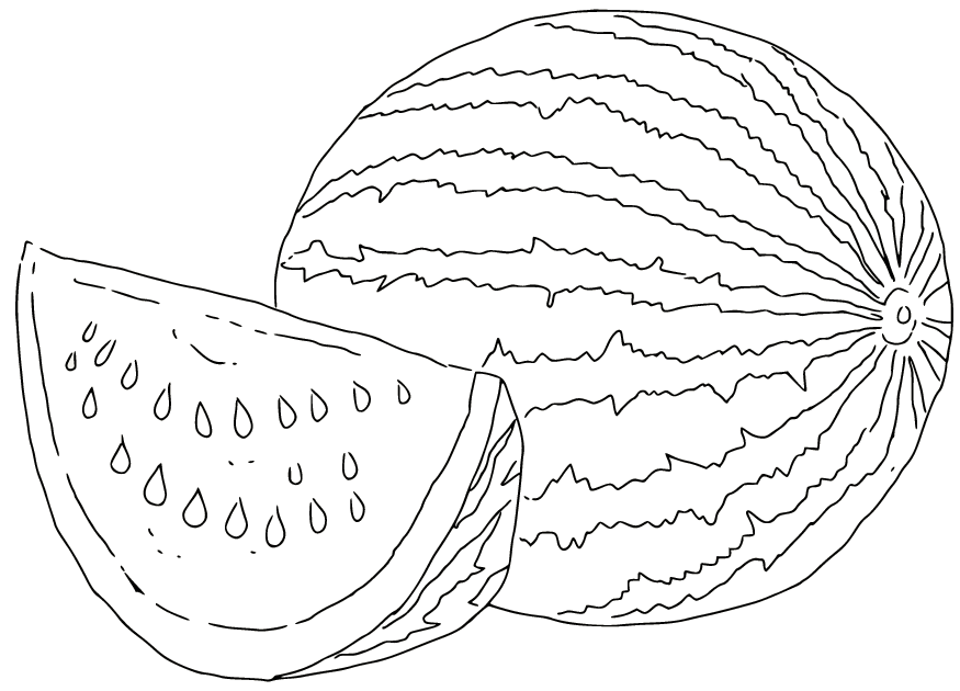 A Watermelon and a Piece Coloring Page