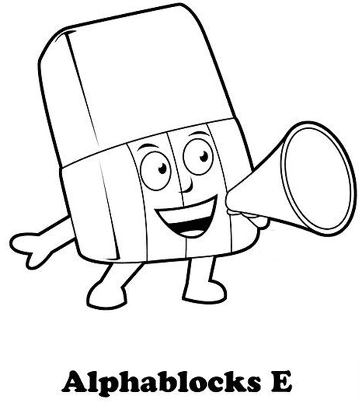Coloriage Alphablocks E pour les enfants