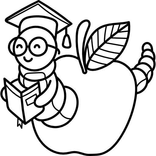 Apple And Bookworm Coloring Page