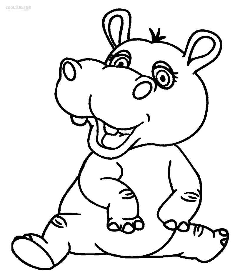 Baby Hippo for Kids Coloring Page