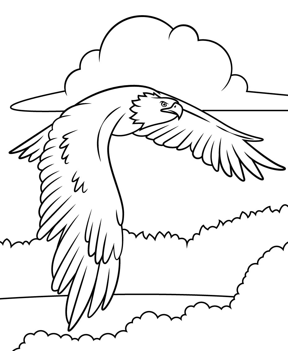 Bald Eagle Flying Coloring Page