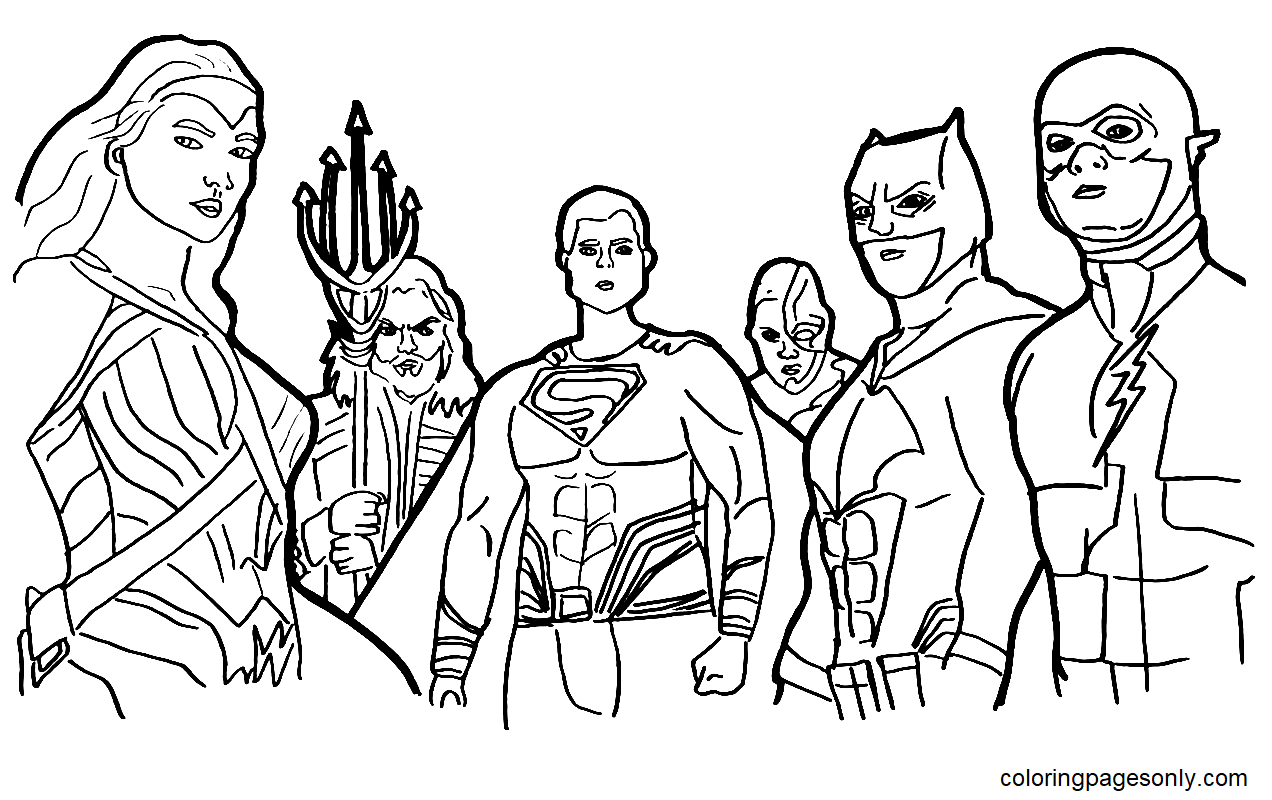 Batman, Superman, Wonder Woman, Flash, Aquaman Superhelden uit Justice League