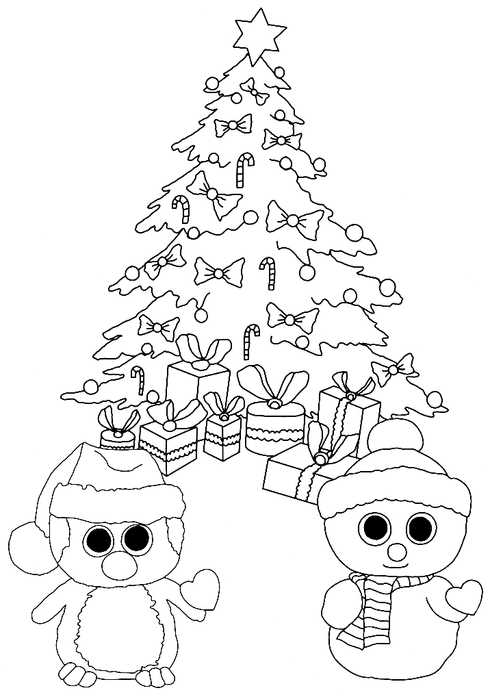 Beanie Boo Christmas Coloring Page