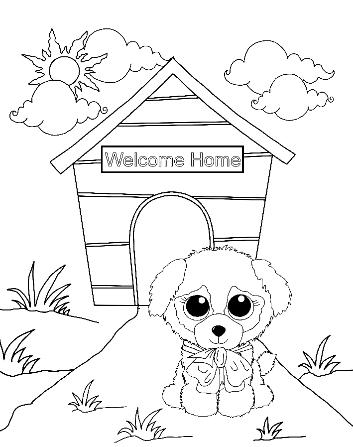Beanie Boo Doghouse Coloring Page