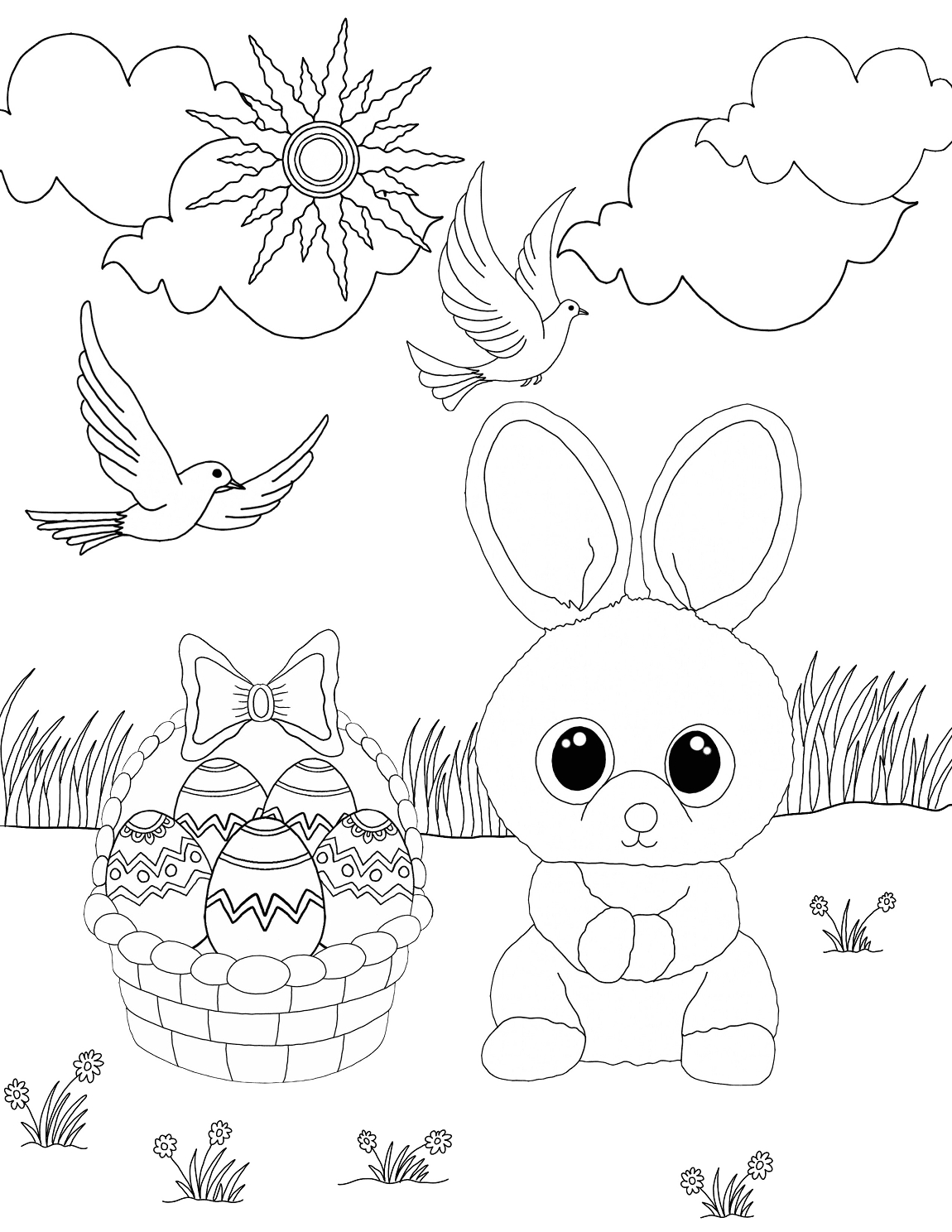 Beanie Boos Easter Coloring Page