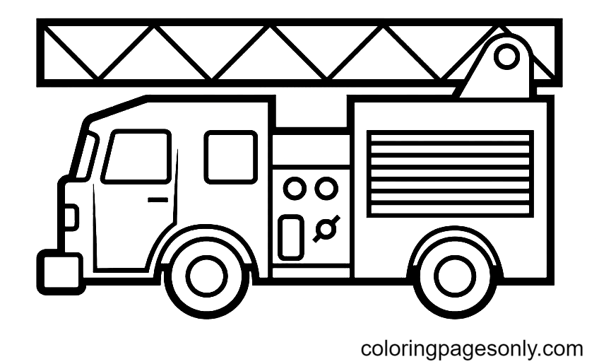 Beautiful Fire Truck For Kids Coloring Page