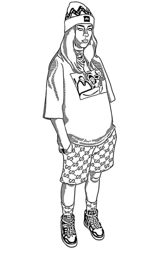 Billie Eilish In Gucci Coloring Page