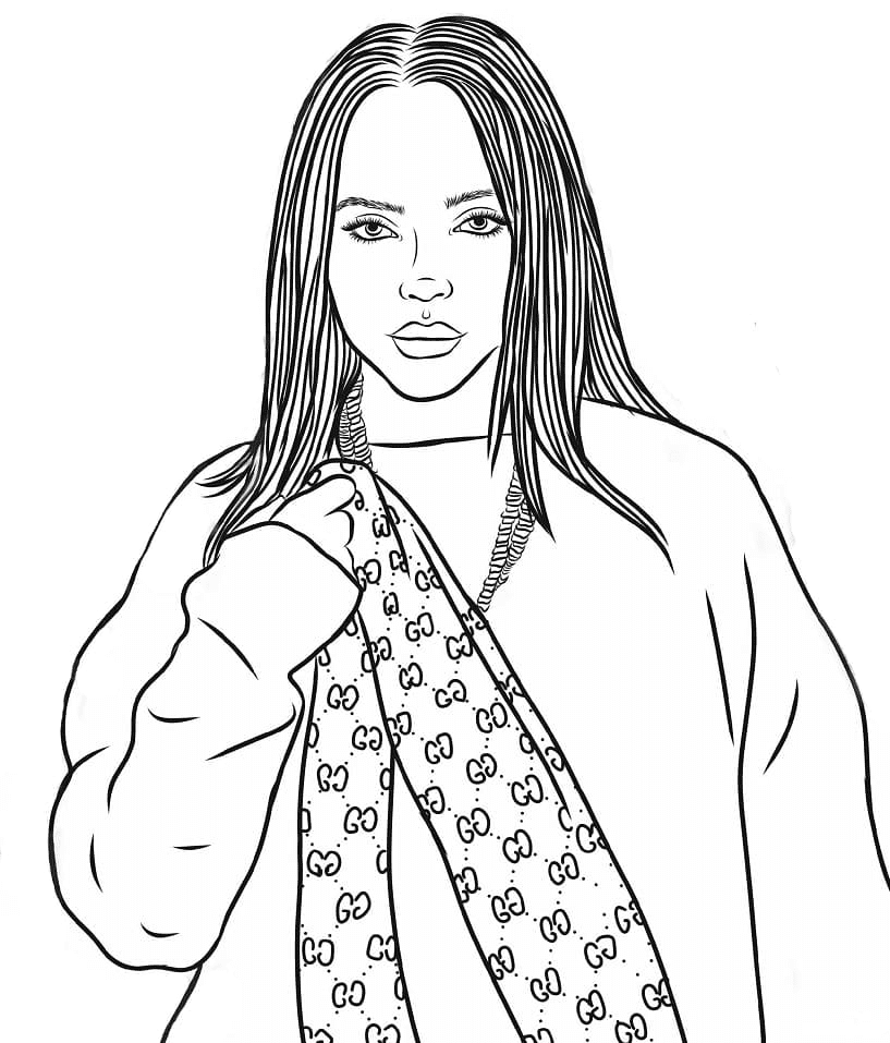 Billie Eilish is Smiling Coloring Page
