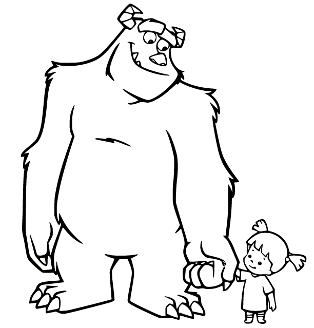 Boo Walking with Sullivan Coloring Page