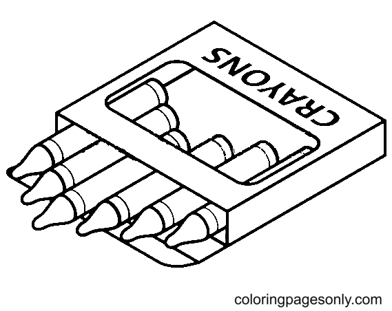 Box Crayons with Six colors Coloring Pages - Crayon Coloring Pages