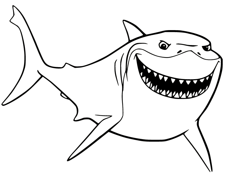 Bruce Shark Smiling Coloring Page
