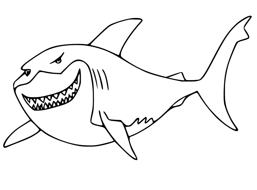 Bruce the Great White Shark Coloring Page