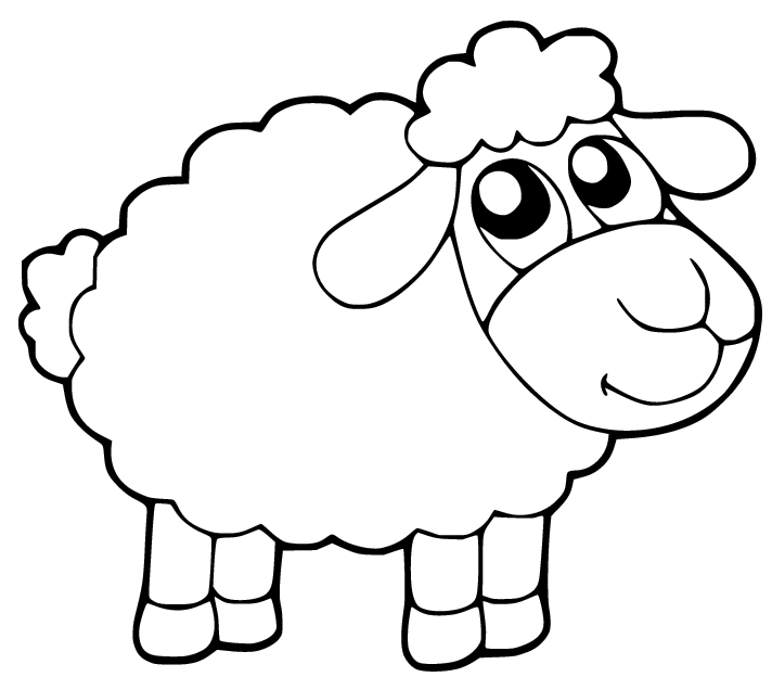 Cartoon Big Eyes Sheep Coloring Page