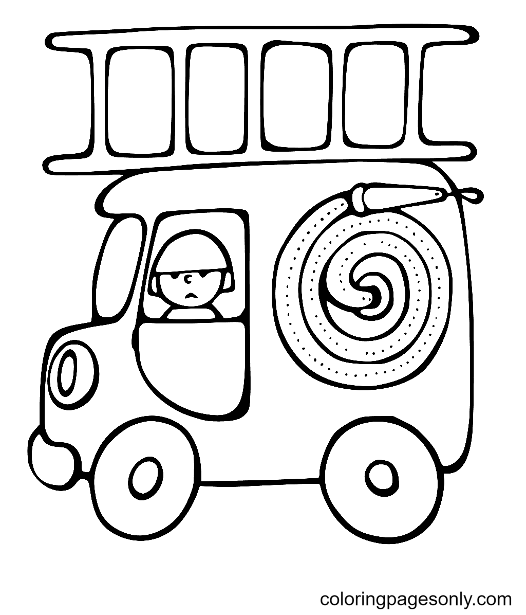 Cartoon Fire Truck Coloring Pages