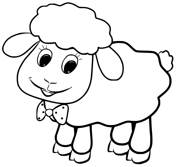 Cartoon Happy Sheep Coloring Page