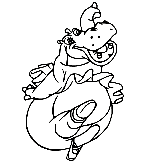 Cartoon Hippo Jumping Coloring Pages