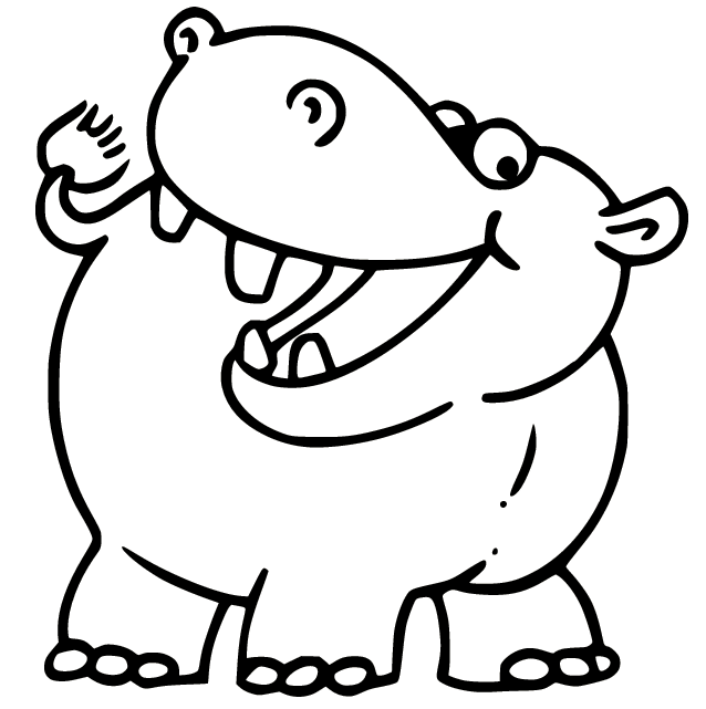 Cartoon Hippo Laughing Coloring Page