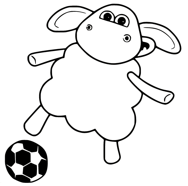 Cartoon Sheep Playing Football Coloring Page
