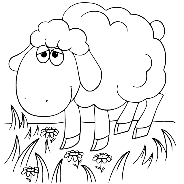 Ovejas de dibujos animados con flores de ovejas