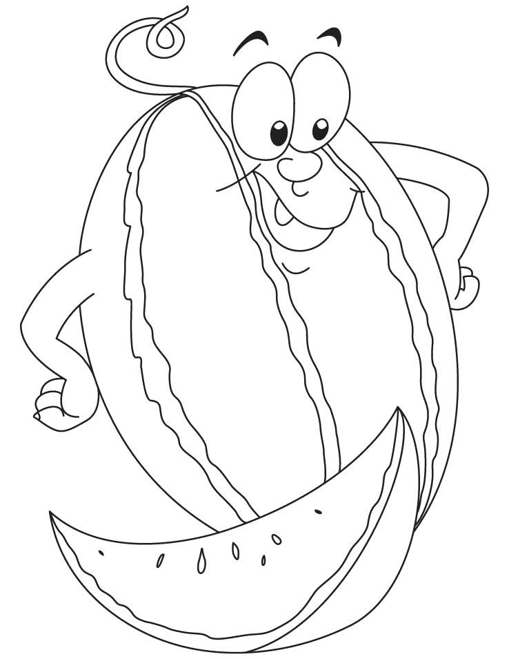 Cartoon Watermelon Coloring Pages