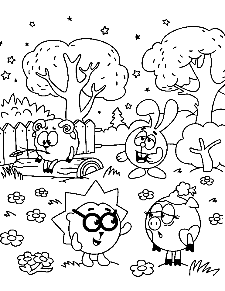 Chiko, Rosa, Krosh and Wally Coloring Pages