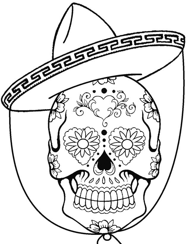 Cinco de Mayo Skull Coloring Pages