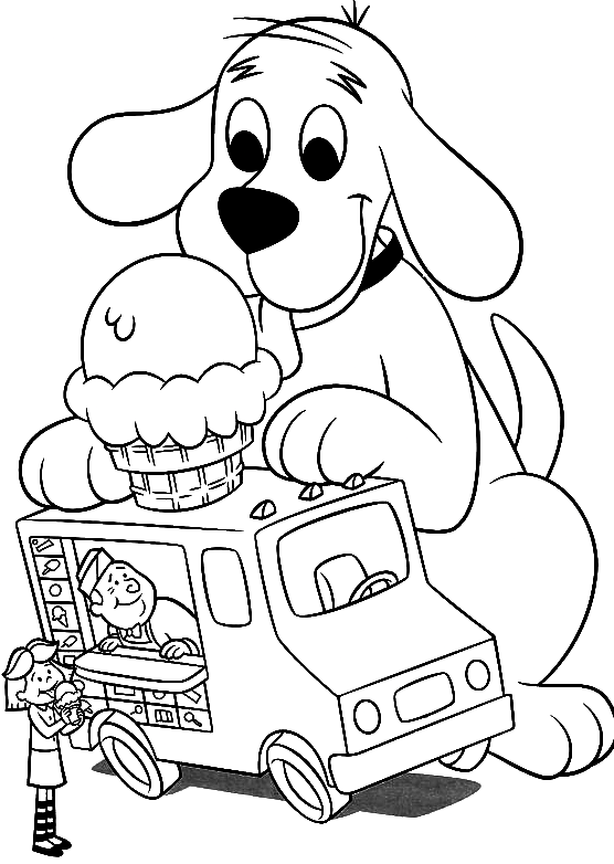 Clifford And The Ice Cream Truck Coloring Page